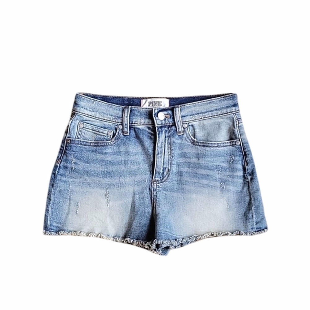 PINK Victoria's Secret Distressed Stretchy High Rise Jean Cutoff Shorts Size 4